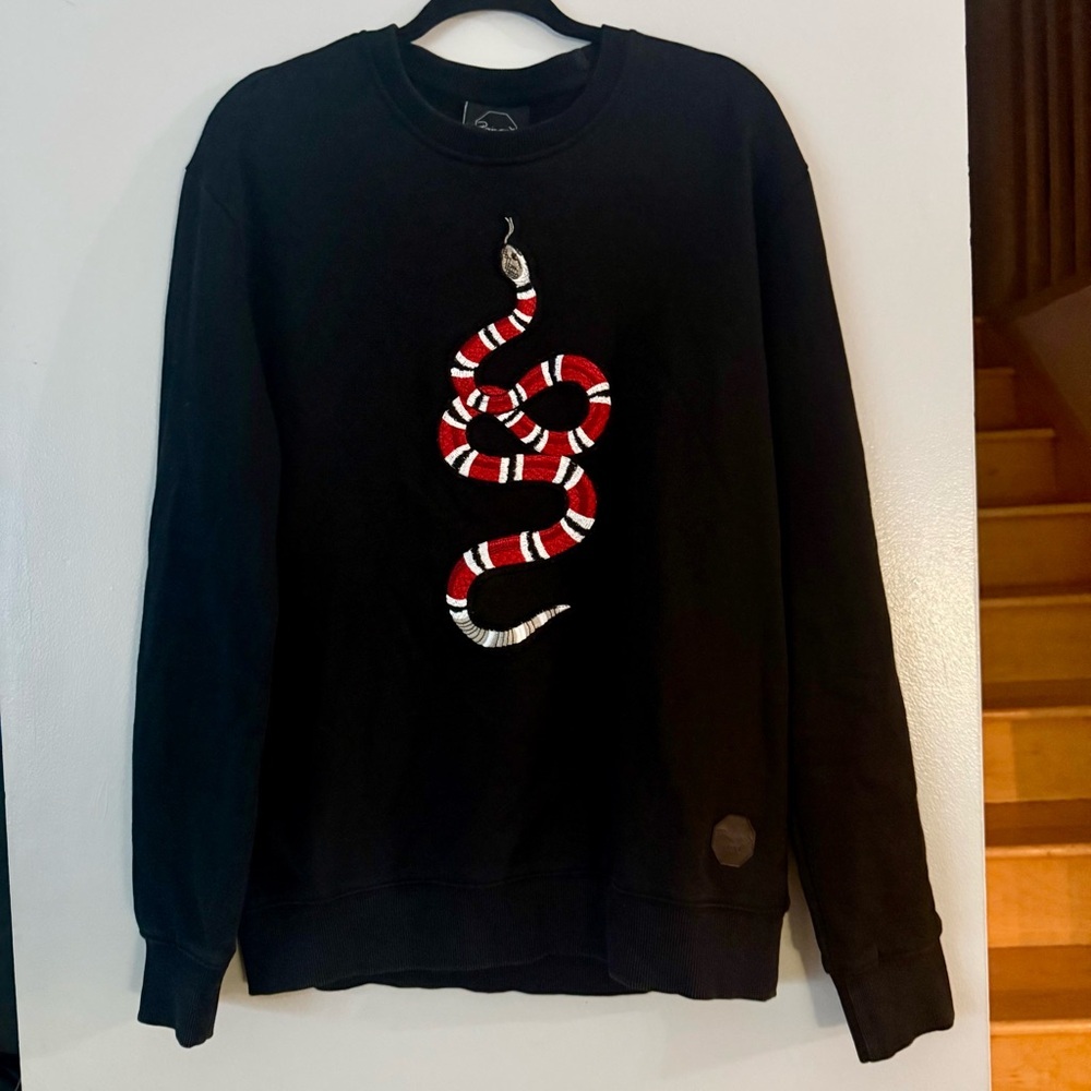 Project X Paris Black Sweatshirt with Vibrant Snake Design Unisex EUC